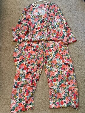 summersalt Floral pajamas in Pink and Green